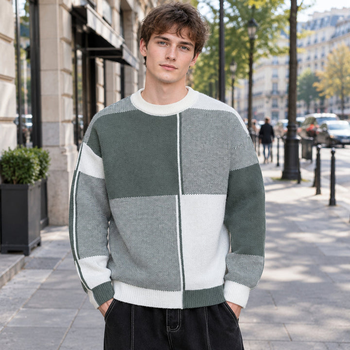 Manfred | Herren Blockdesign Rundhals Strickpullover