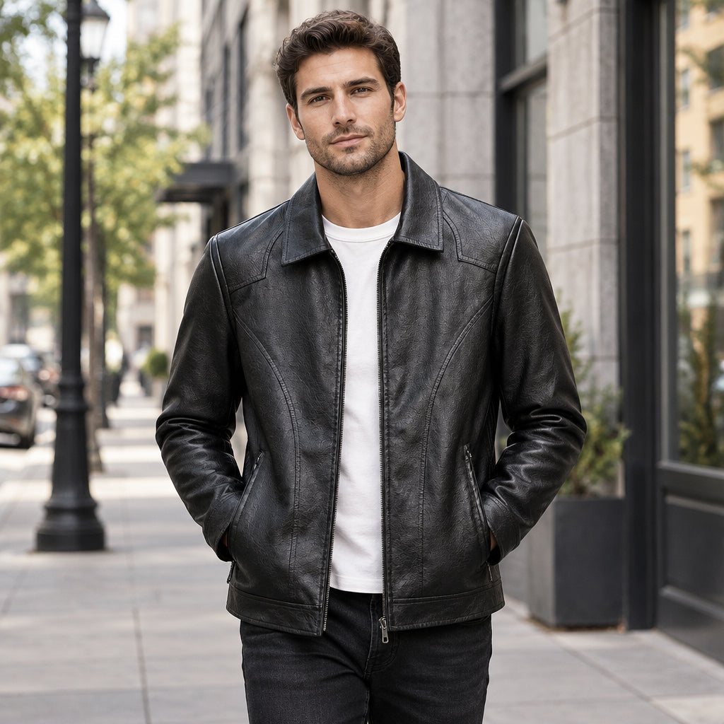 Anselm | Herren Jacke mit Umlegekragen Lederjacke