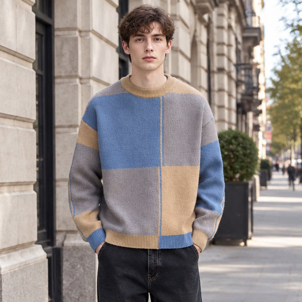 Manfred | Herren Blockdesign Rundhals Strickpullover