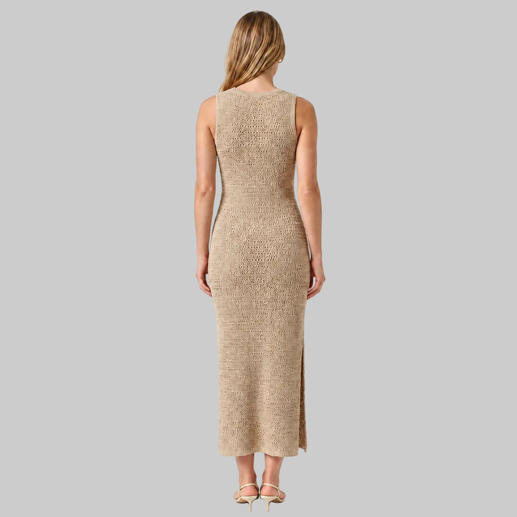 Gudrun | Damen Strickkleid mit Seitenschlitz Maxikleid
