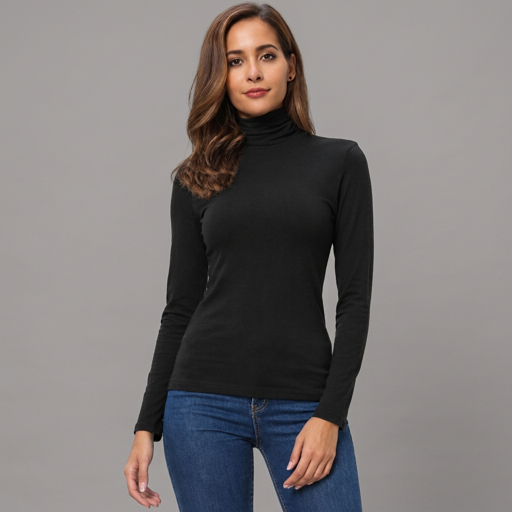 Elma | Damen Klassischer Langarm Rollkragenpullover