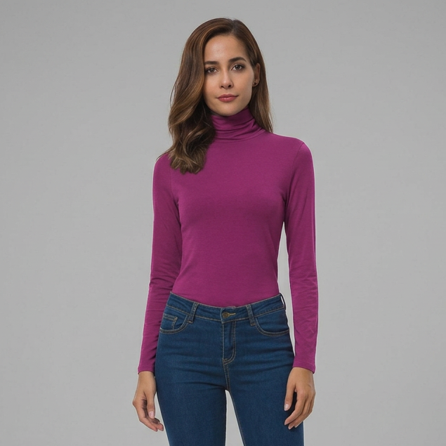 Elma | Damen Klassischer Langarm Rollkragenpullover