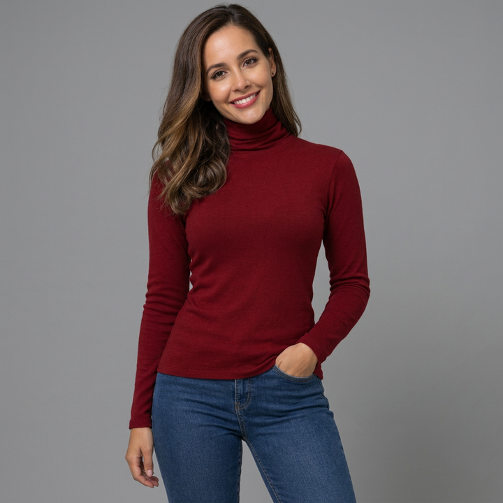 Elma | Damen Klassischer Langarm Rollkragenpullover