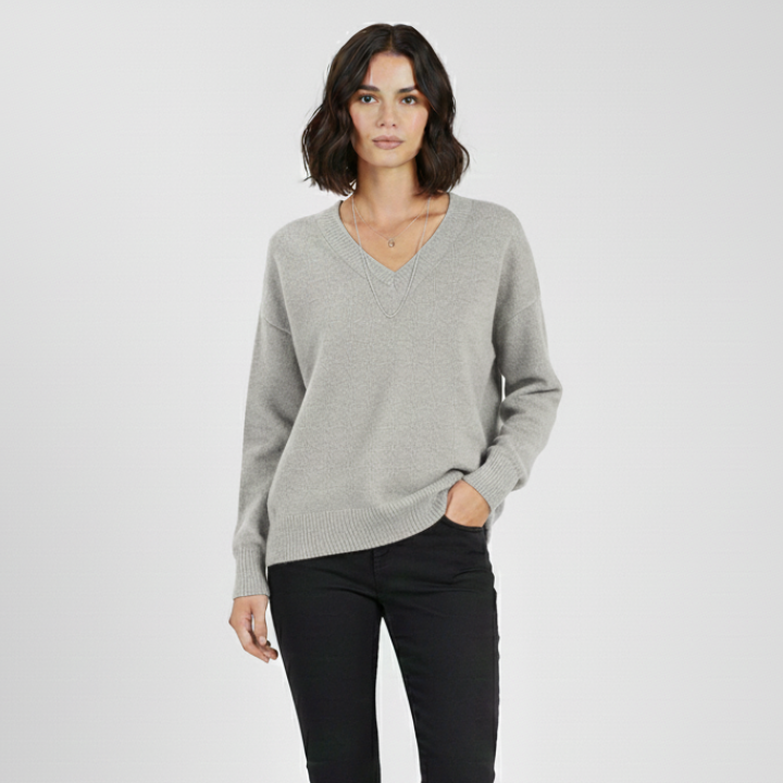 Ellinor | Damen Klassischer Strickpullover mit V-Ausschnitt