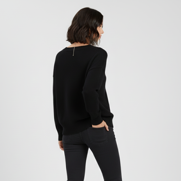 Ellinor | Damen Klassischer Strickpullover mit V-Ausschnitt