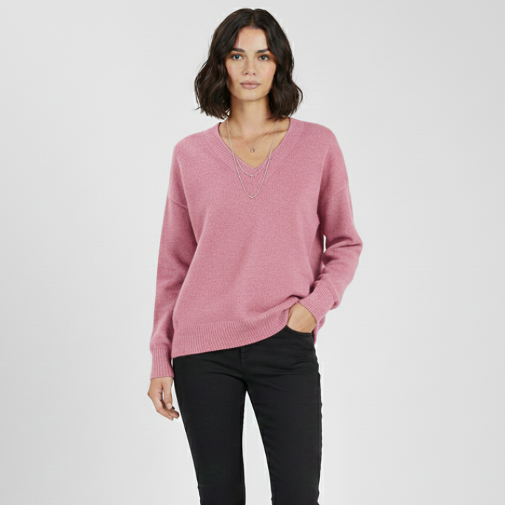 Ellinor | Damen Klassischer Strickpullover mit V-Ausschnitt
