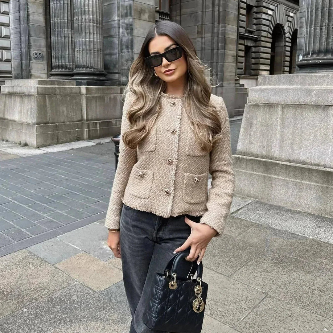 Fanny | Damen Strukturierte Doppelreiher Blazerjacke