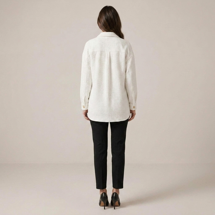 Burglind | Damen mit Knopfleiste und Brusttaschen Hemdblusenjacke