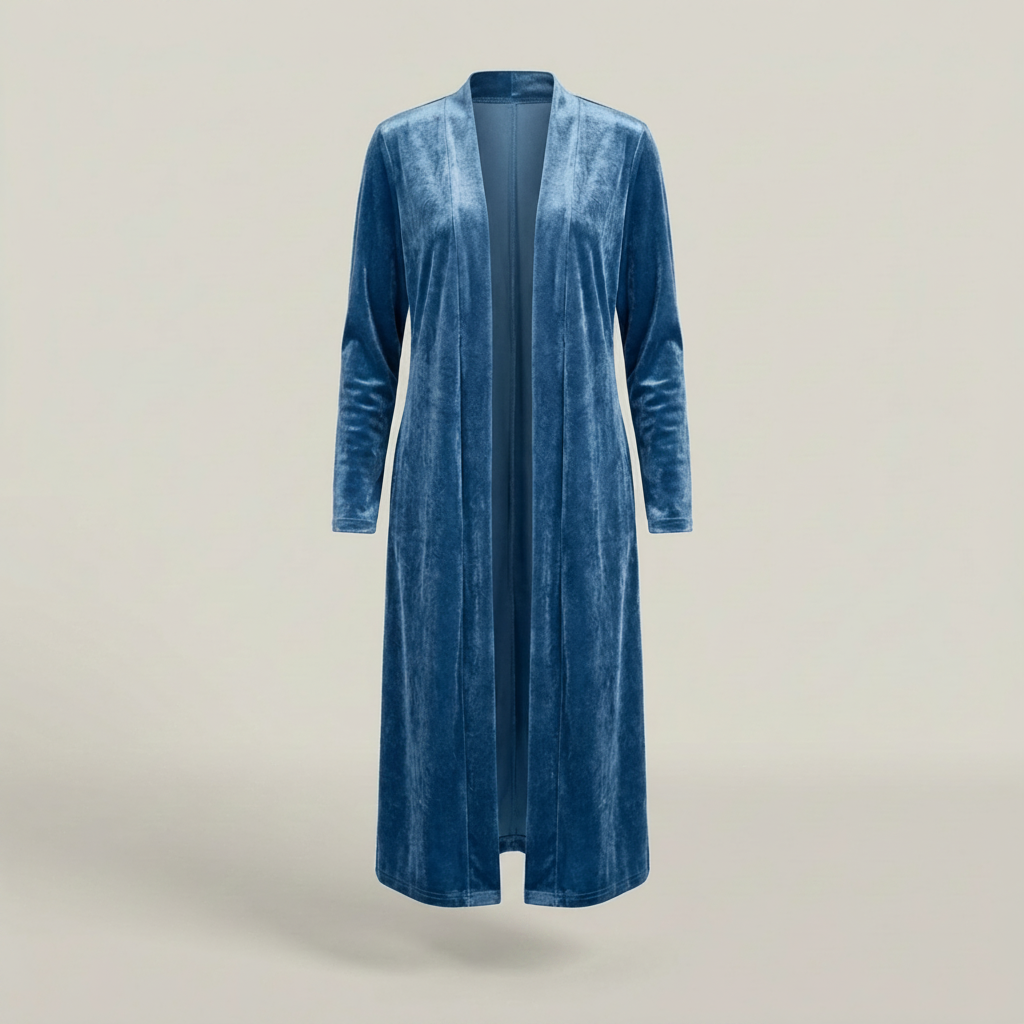 Theresa | Damen Langer Offener Langarm Longcardigan