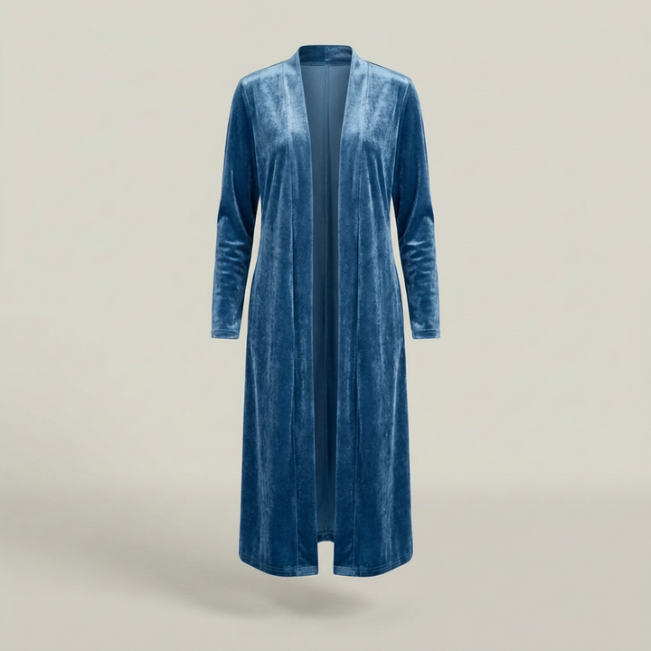 Theresa | Damen Langer Offener Langarm Longcardigan