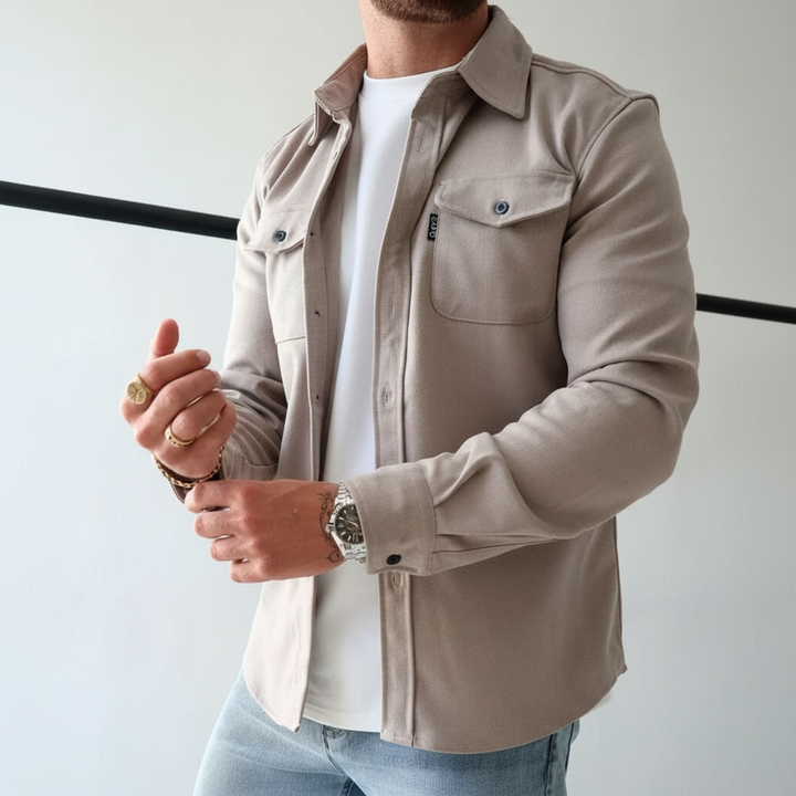 Ingmar | Herren Brusttaschen Knopf Hemdjacke