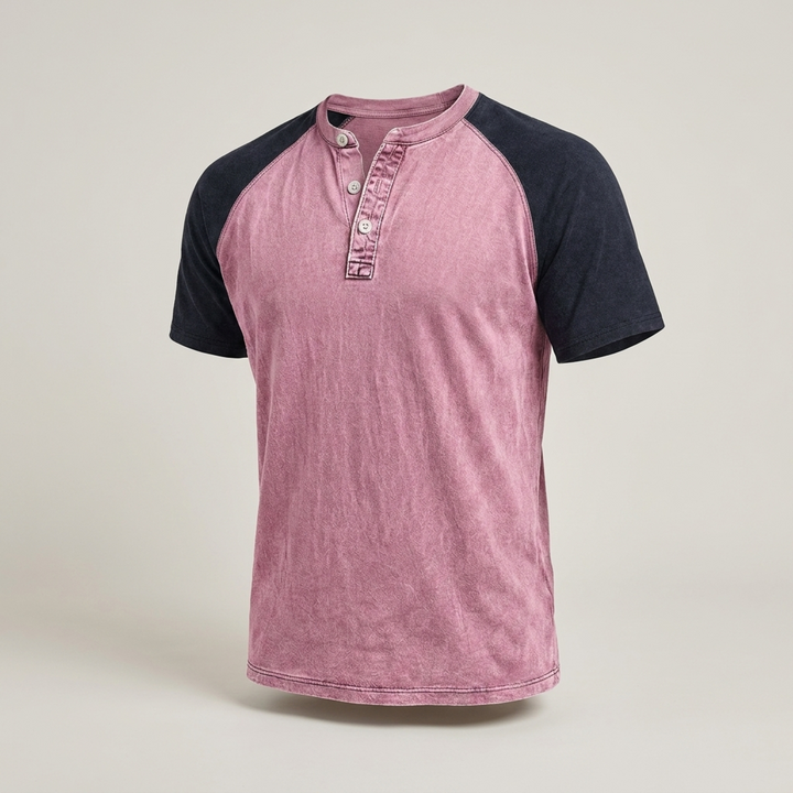 Ingo | Herren Raglan Henley Kurzarmshirt
