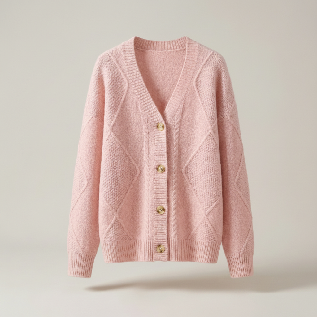 Dagmar | Damen Zopfstrickjacke mit Knopfleiste