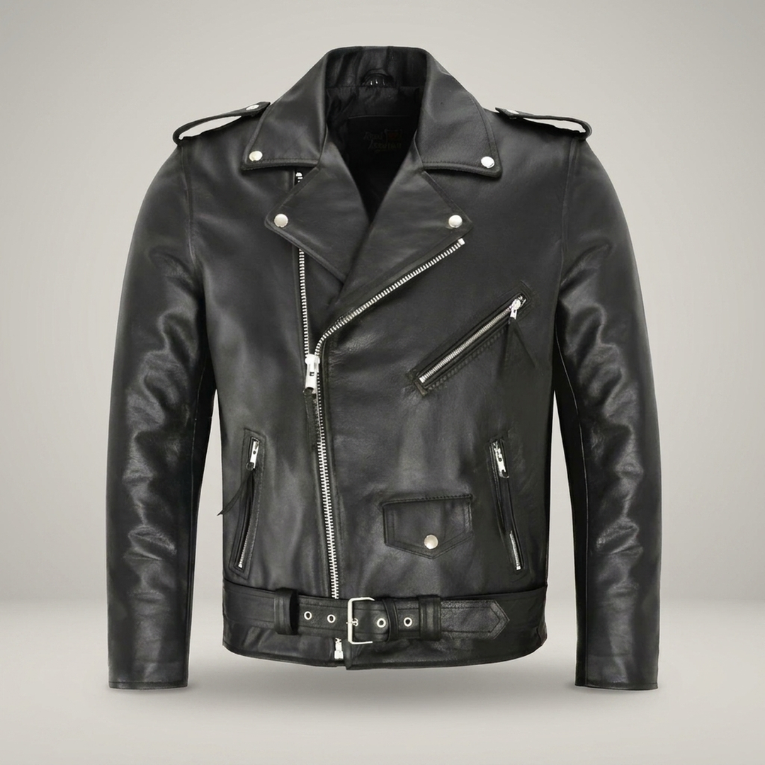 Rinhilde | Damenjacke mit Reverskragen und Gürtel Bikerjacke