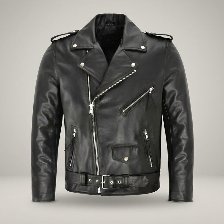 Rinhilde | Damenjacke mit Reverskragen und Gürtel Bikerjacke
