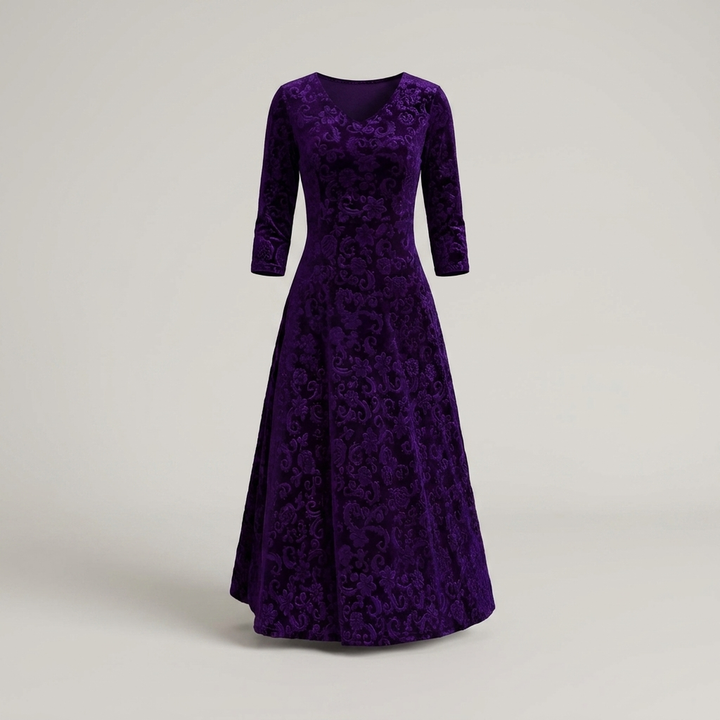 Barbara | Damen Kleid mit V-Ausschnitt und Blumenmuster Midikleid