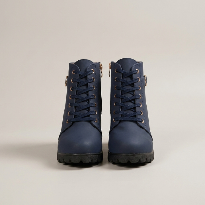 Verena | Damen Schnürstiefeletten mit Schnalle Profilsohle