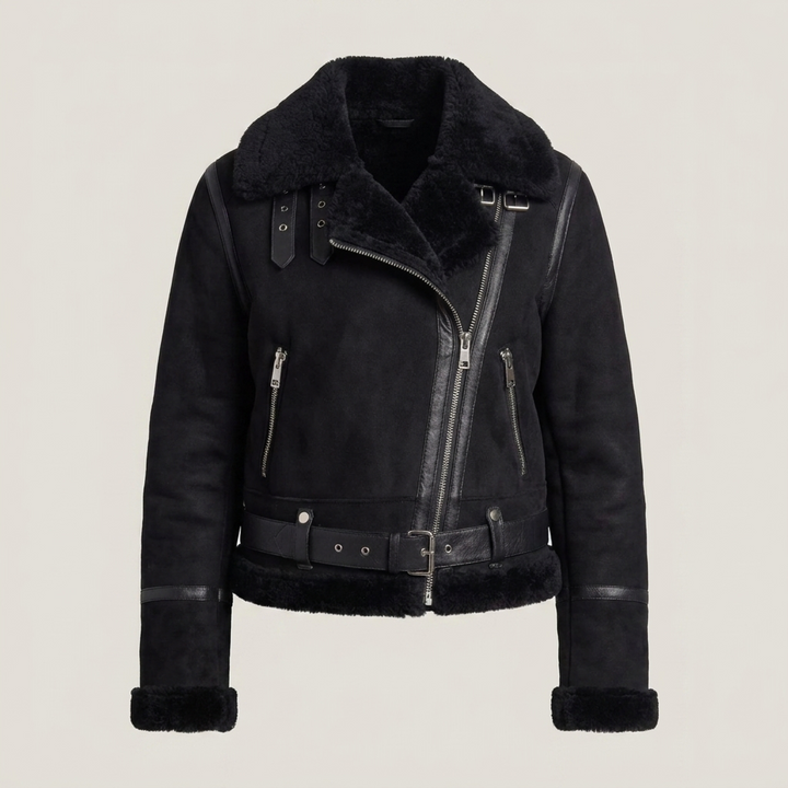 Tamara | Damen Kurze Fellkragen Fliegerjacke