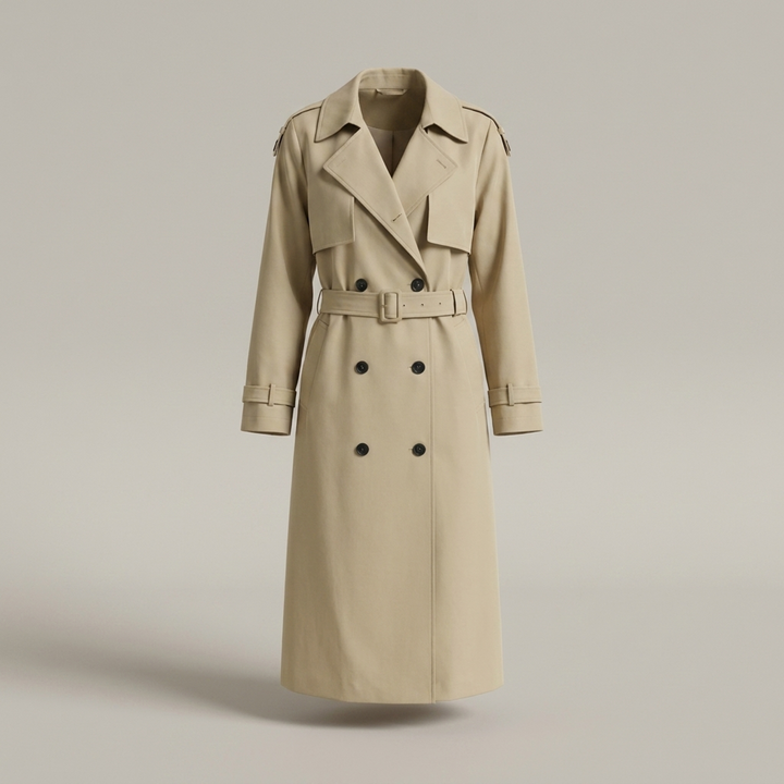 Alburg | Damen mit Bindegürtel und doppelter Knopfleiste Trenchcoat