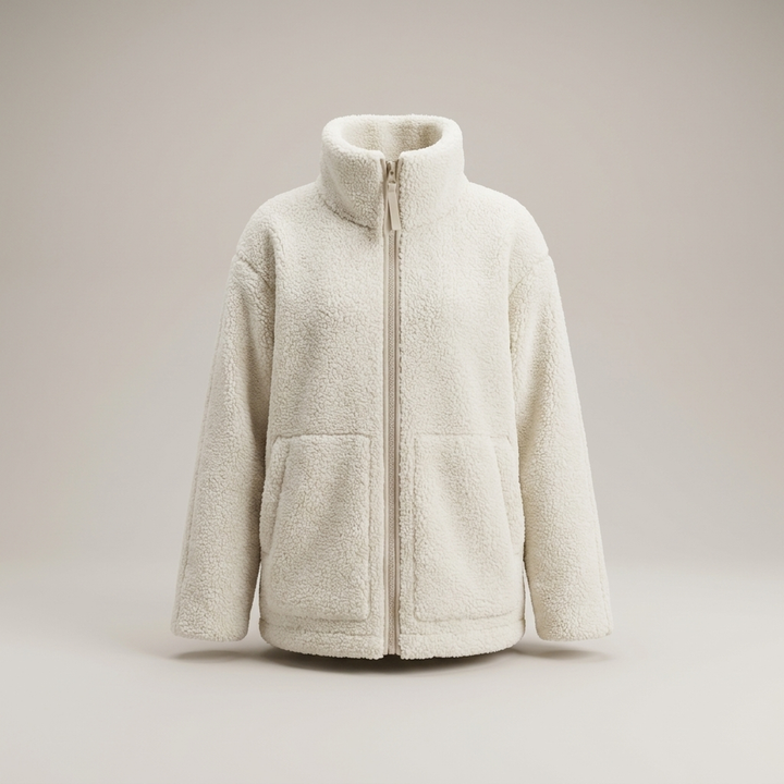 Reinlinde | Damen Teddyjacke mit Stehkragen und Reißverschluss