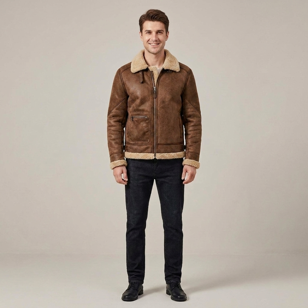 Walter | Gefütterte Herren Fliegerjacke mit Kragen