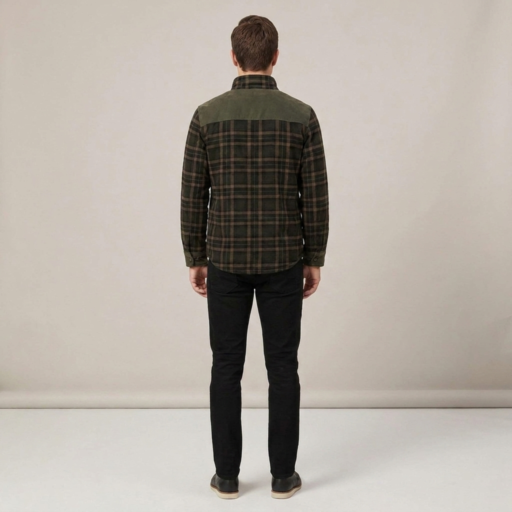 Fiete | Herren Karomuster Knopf Hemdjacke