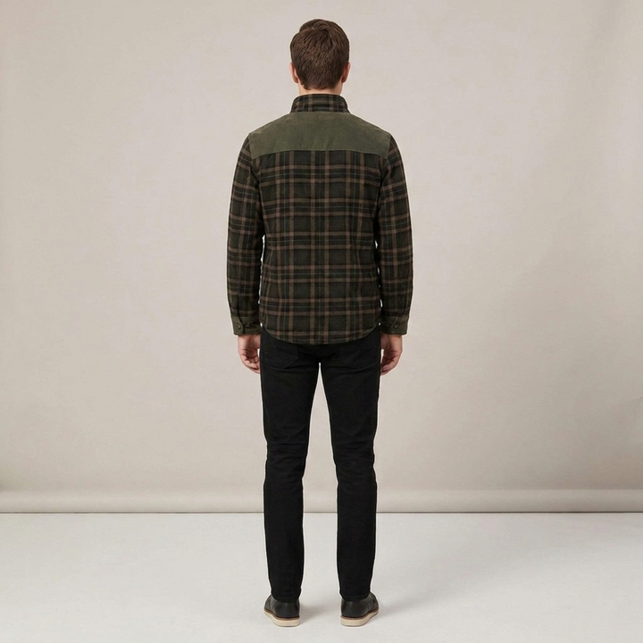 Fiete | Herren Karomuster Knopf Hemdjacke