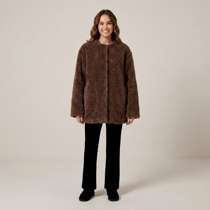 Erentrudis | Damen mit lockerer Passform Teddyjacke