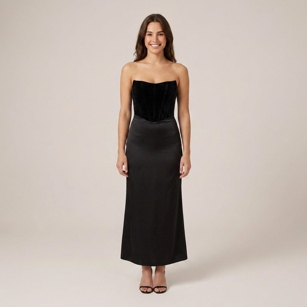 Belinda | Damen Korsagenoberteil Bodenlanges Abendkleid