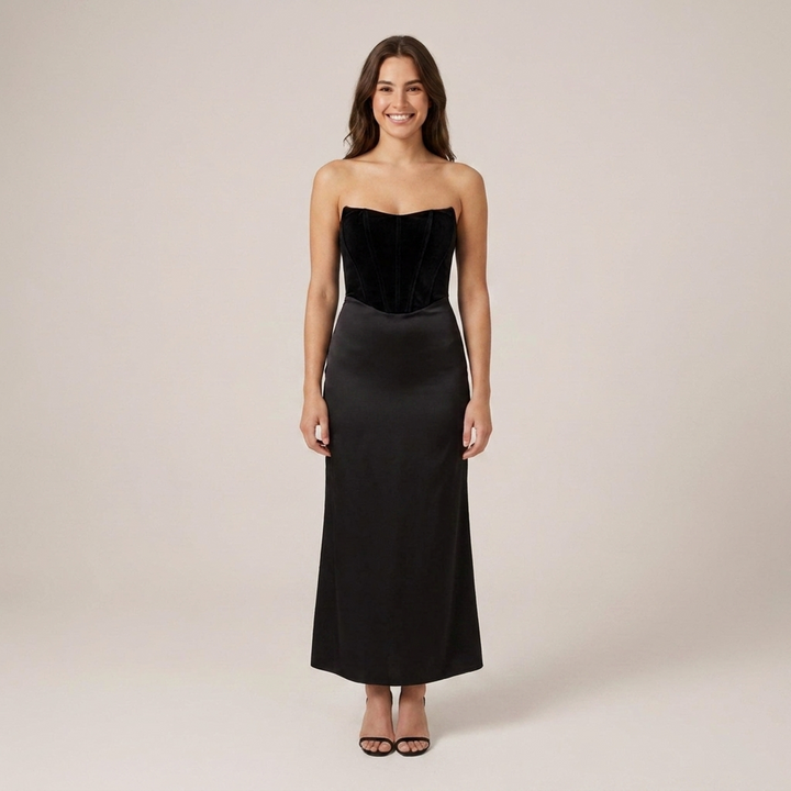 Belinda | Damen Korsagenoberteil Bodenlanges Abendkleid