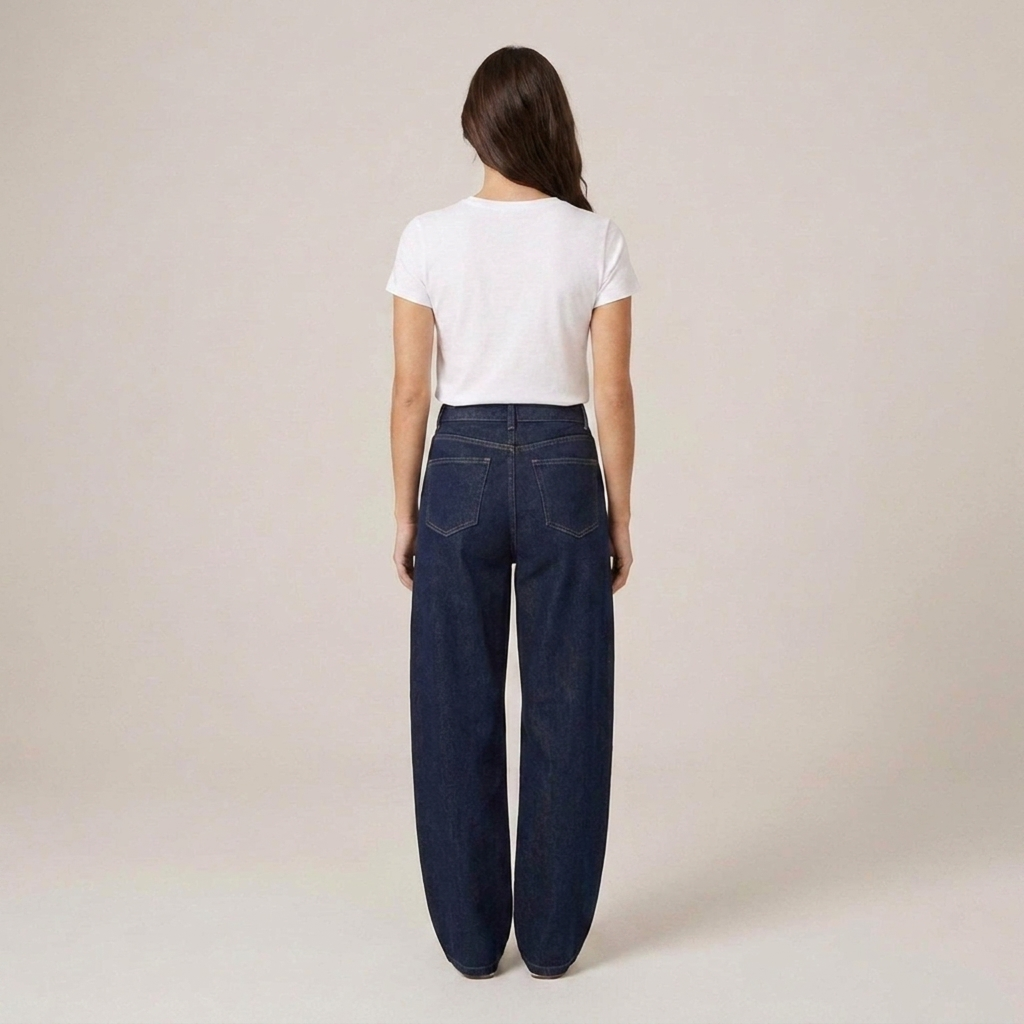 Heike | Damen High Waist Weitbein Jeanshose