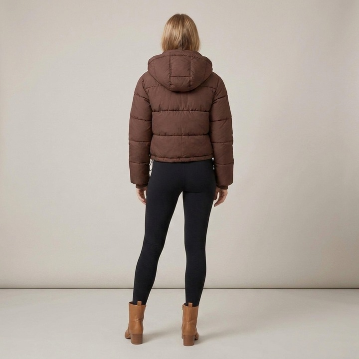Alheidis | Damen Kurzjacke mit Kapuze und Steppung Steppjacke