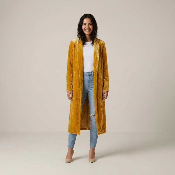 Carola | Damen Langer Offener Longcardigan