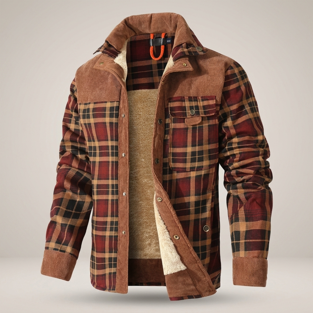 Zacharias | Herrenjacke Kariert mit Teddyfutter Hemdjacke