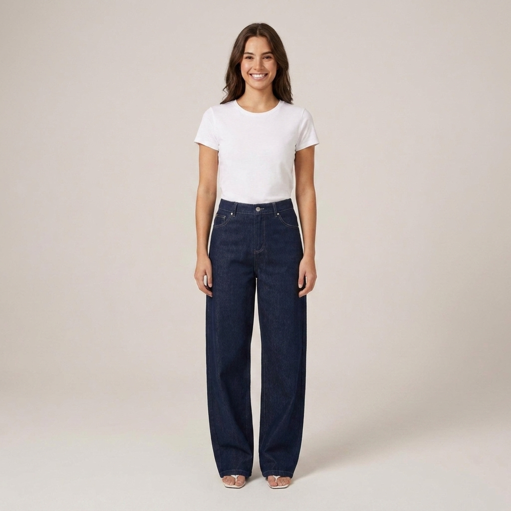 Heike | Damen High Waist Weitbein Jeanshose