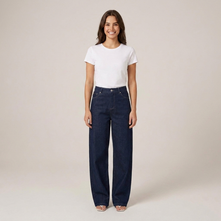 Heike | Damen High Waist Weitbein Jeanshose