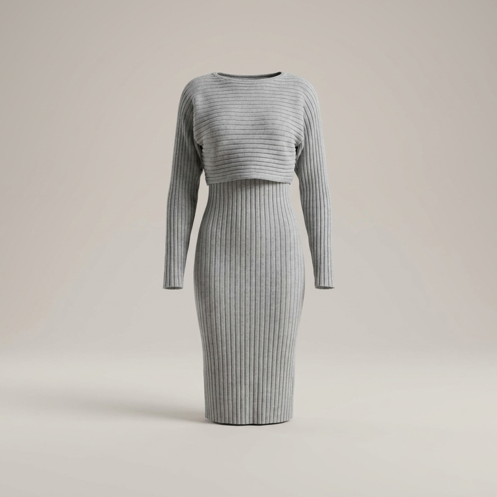 Tanja | Damen Strickkleid mit kurzem Oberteil