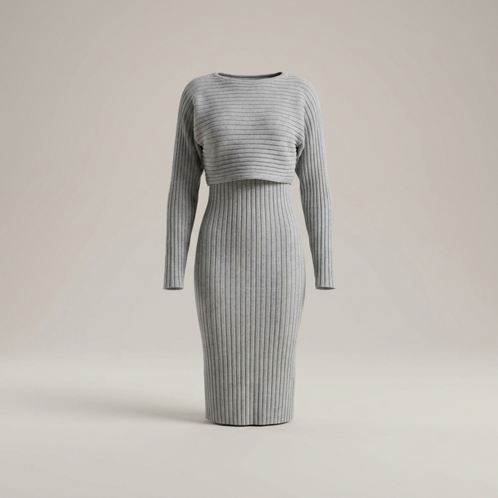 Tanja | Damen Strickkleid mit kurzem Oberteil