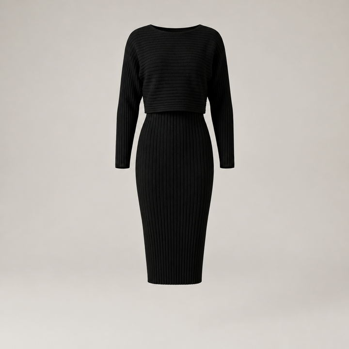 Tanja | Damen Strickkleid mit kurzem Oberteil