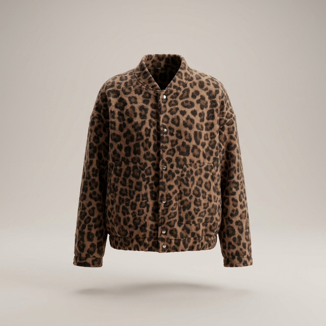 Irmtrud | Damen mit Leopardenmuster und Knopfleiste Übergangsjacke
