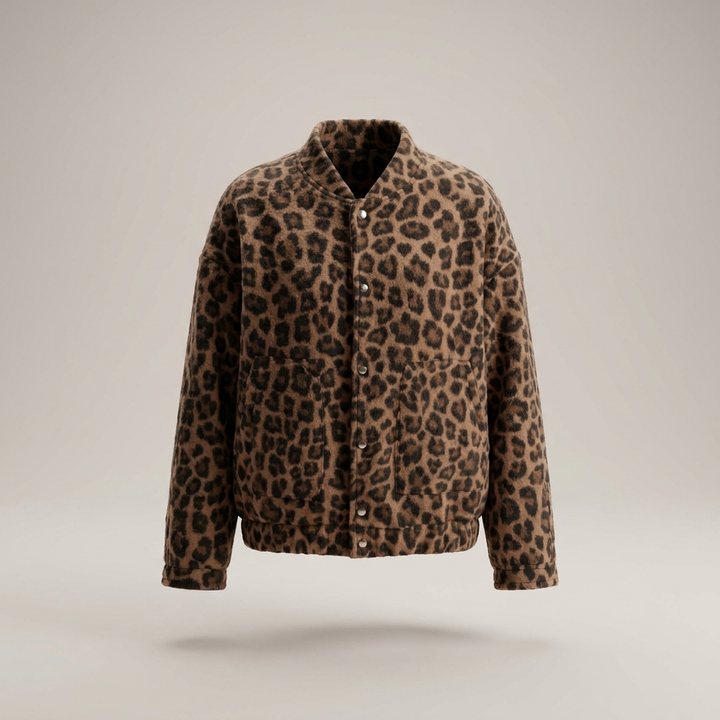 Irmtrud | Damen mit Leopardenmuster und Knopfleiste Übergangsjacke