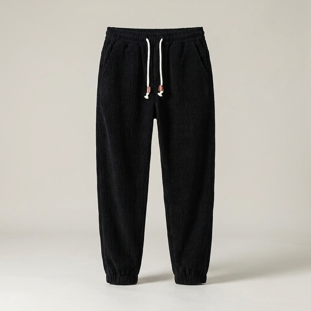 Zeno | Herren Gerippte Freizeithose mit Kordelzug