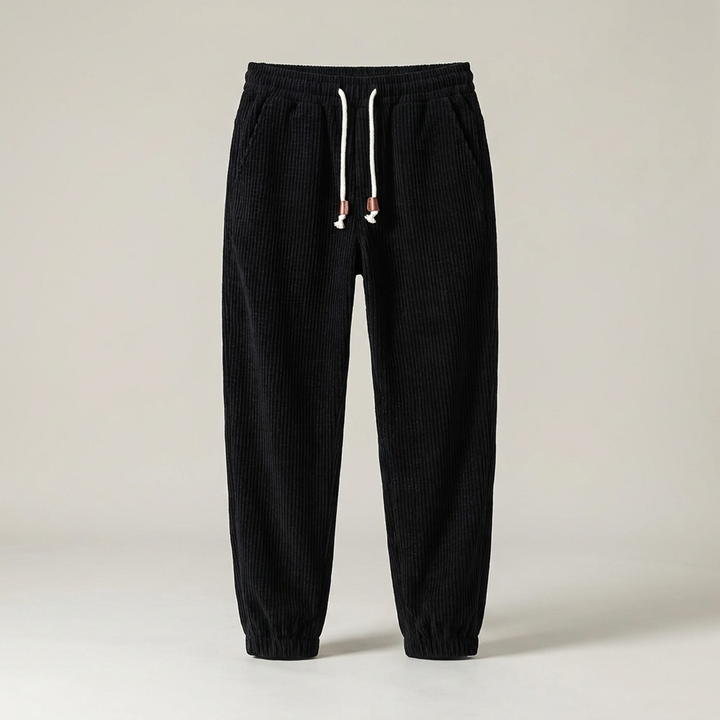 Zeno | Herren Gerippte Freizeithose mit Kordelzug