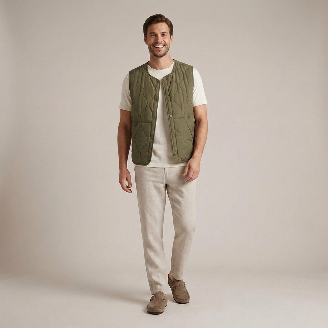 Alexander | Herren Gesteppte Weste mit Knopfleiste und Regular Fit