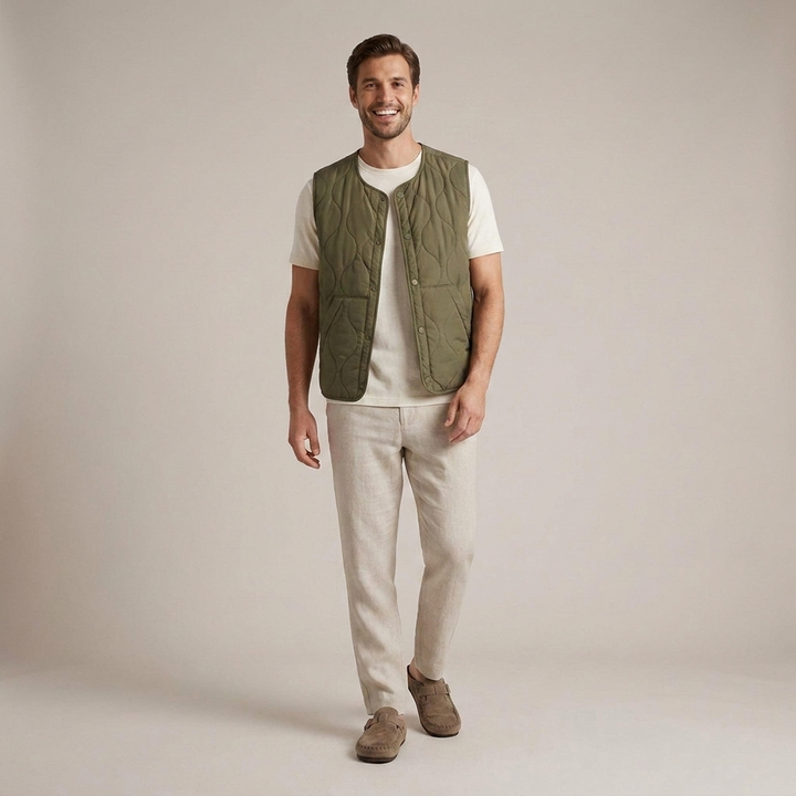 Alexander | Herren Gesteppte Weste mit Knopfleiste und Regular Fit
