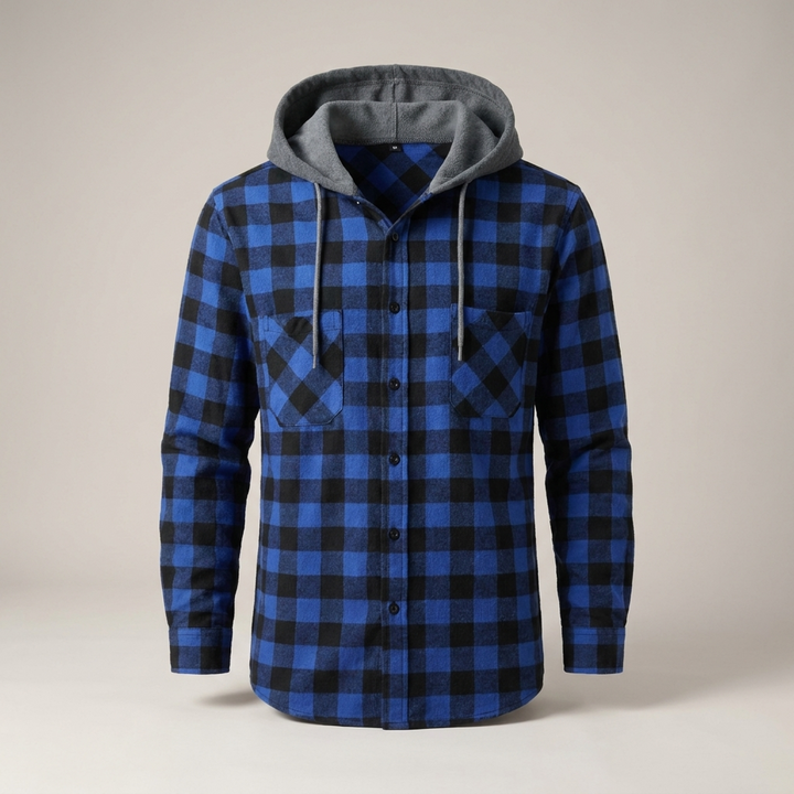 Hinnerk | Herren Karo Kapuzen Hemdjacke
