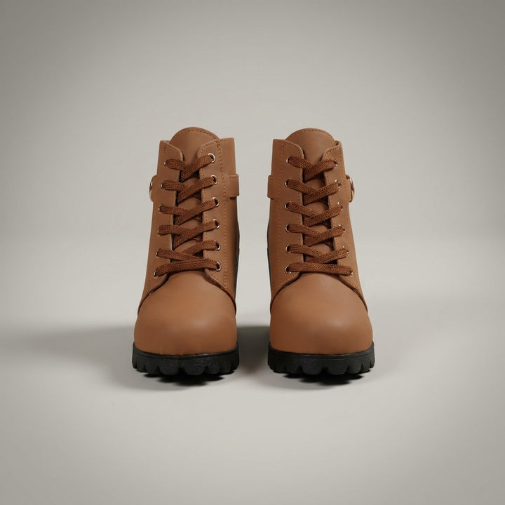 Verena | Damen Schnürstiefeletten mit Schnalle Profilsohle