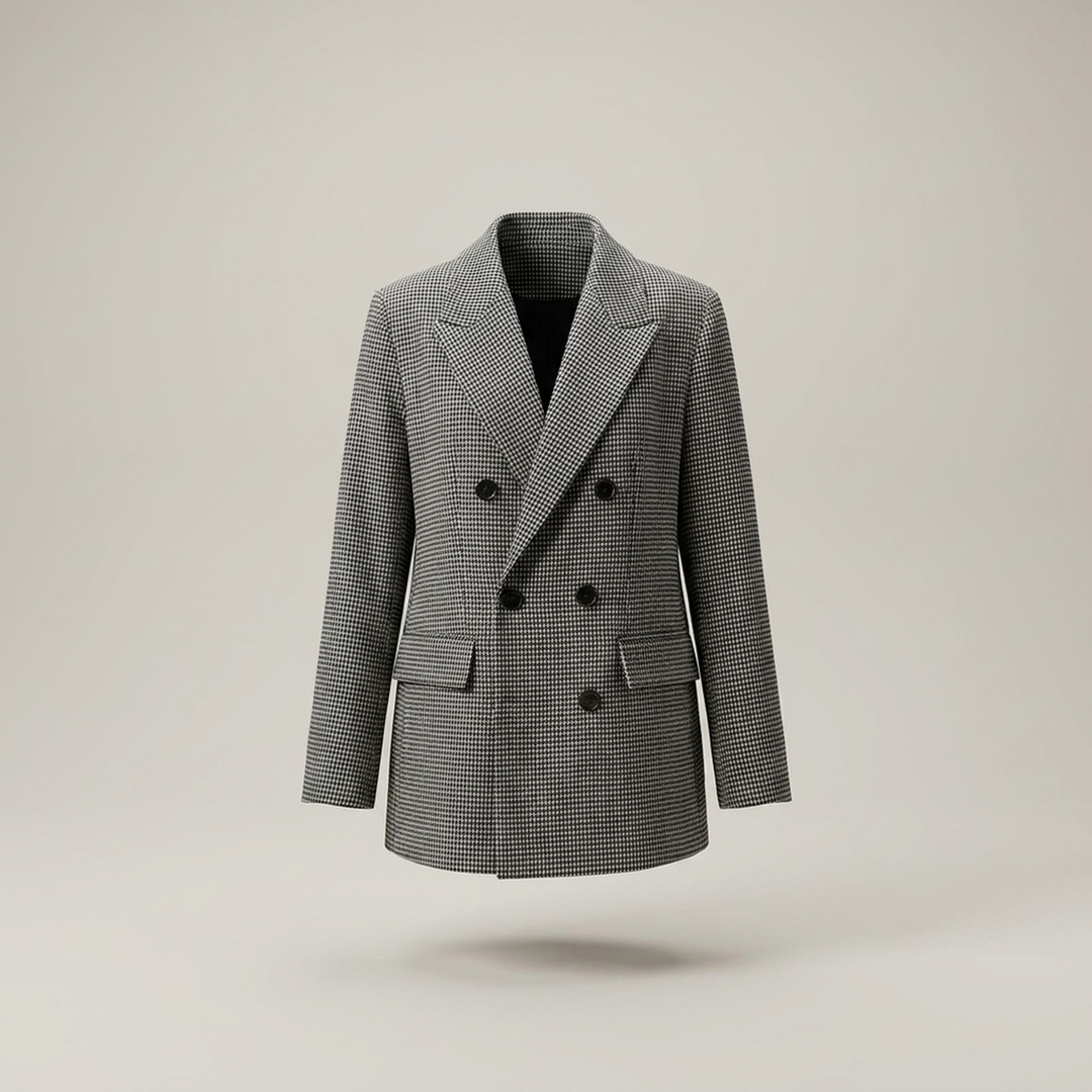 Sigruna | Damen Karierter Doppelreihiger Blazer