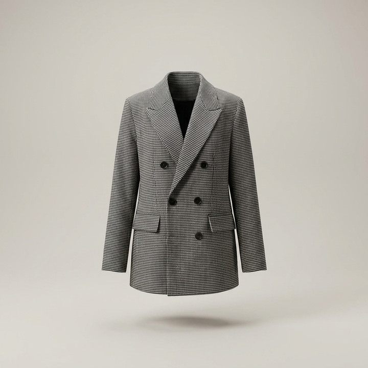 Sigruna | Damen Karierter Doppelreihiger Blazer