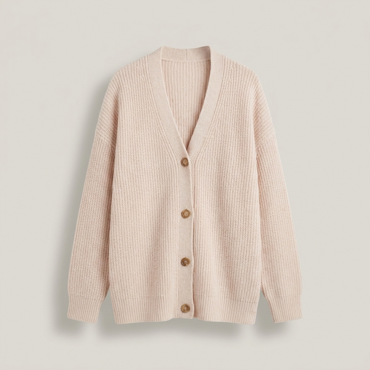 Caroline | Damen Oversize Rippstrick Strickjacke